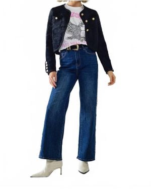 Q2 Vanessa Fuzzy Cardigan Jacket - Blue