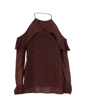 Michael Kors Michael Ruffled Paisley Off Shoulder Top - Brown