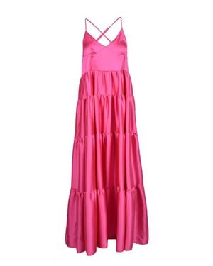 Black Coral Long Satin Dress - Pink