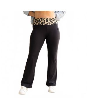 Julia Rose Kristen Fold Over Bootcut Leggings - Black