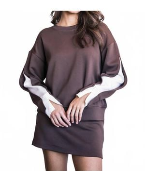 P.Cill Everly Butter Modal Split Sleeve Crew Neck Top - Purple