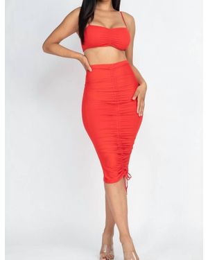 Capelli Savage Tube Top And Midi Skirt Set - Red
