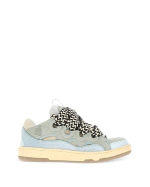 Lanvin Low-Top Sneakers With Mesh Cutouts And Zigzag Laces - White