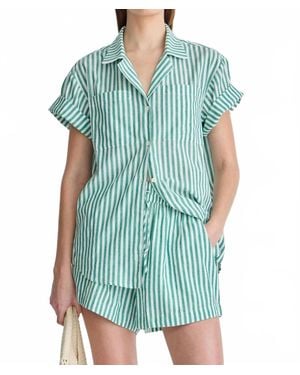 Apiece Apart Stripe Valenti Button Up Shirt - Blue