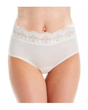 Shadowline Lingerie Lace Trimmed Hipster Panty - White