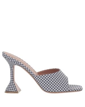 AMINA MUADDI Gingham Fabric And Leather Open-Toe Sandals With Chunky Heel - White