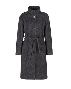 ARMANI EXCHANGE Belted Wool Blend Jacket With High Collar - Gray