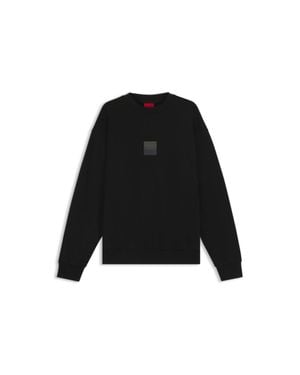 HUGO Cotton-Terry Sweatshirt With Split Logo - Black