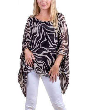 Gigi Moda Seta Zebra Print Kaftan Top - Black