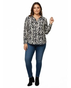 TRUEDAMES Zebra Print Button-Up Shirt - Black