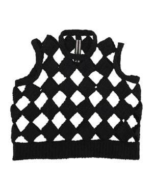 Rick Owens Cropped Lattice Cashmere-Silk Sweater - Black