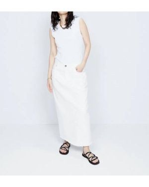 Raey Split Back Organic Cotton Midi Denim Skirt - White