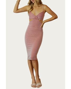 Endless Blu. Side Cutout Relaxed Bodycon Dress - Multicolor