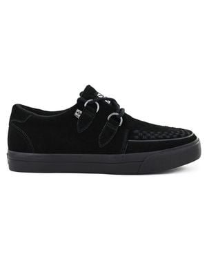 T.U.K Footwear Tuk Pointed Creeper Sneaker Suede Platform Shoes - Black