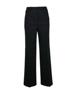 Peserico Midnight Cotton Stretch Pants With Straight-Leg Silhouette - Black