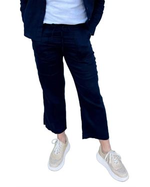 Pure Amici Cropped Linen Pant - Blue