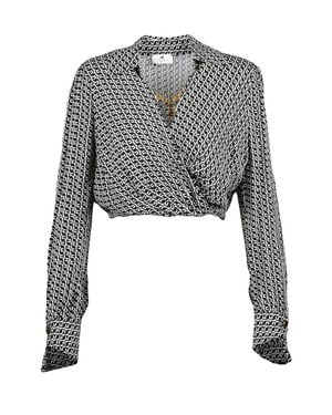 Elisabetta Franchi Geometric Wrap Viscose Blouse - Gray