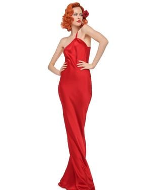 Norma Kamali One Shoulder Bias Gown - Red
