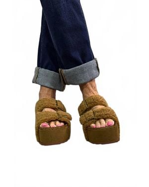 Mars Sky Shoes Ember Path Cork Sole Fleece Sandal - Blue