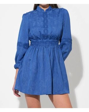 Adelyn Rae Salome High Collar Lace Mini Dress - Blue
