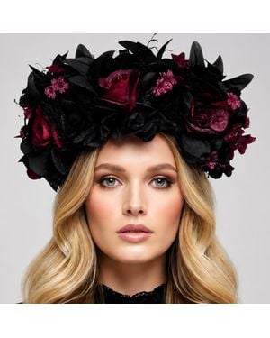 Fashnzfab Gothic Halloween Floral Crown Adjustable Headband - Black