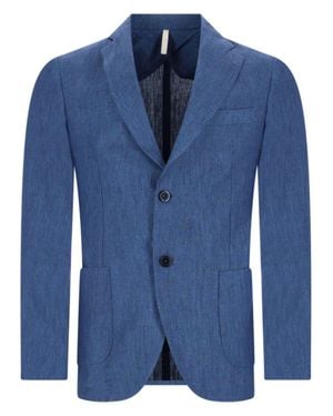 120% Lino Giacca Monopetto - Blue
