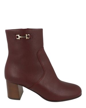 Ferragamo Otello Leather Booties - Purple