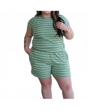 Adrienne Mia Chic And Sweet Stripe Top - Green