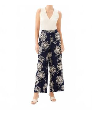 Fifteen Twenty Adara Embroidered Wide-Leg Pants - Blue