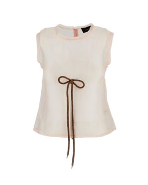 Simone Rocha Sheer Frayed Contour Dart Top - Natural
