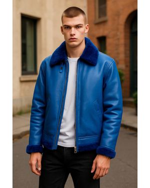 Infinity Leather B3 Bomber Raf Aviator Sheepskin Jacket -Sibasa - Blue