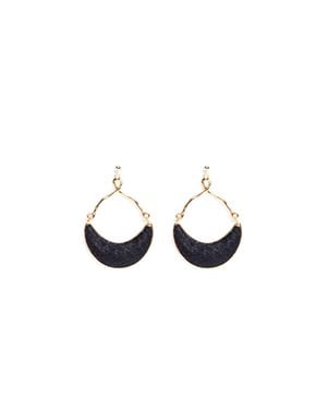 Avenue Chic Half Moon Python Earrings - Black
