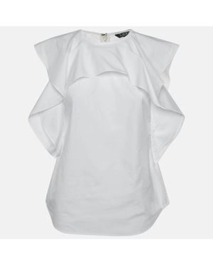 Ralph Lauren Cotton Ruffled Sleeveless Top - White