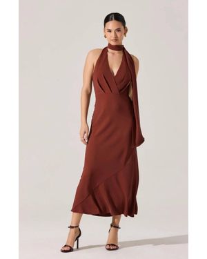 Astr Hilaire Midi Dress - Red