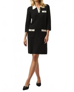 Joseph Ribkoff Shirt Collar Knit Dress - Black