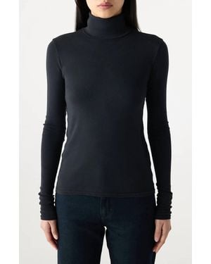 AMO Reese Ribbed Turtleneck Tee - Black