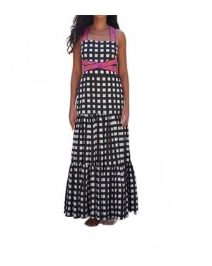 Mo Maya Luna Leopard Strap Maxi Dress - Blue