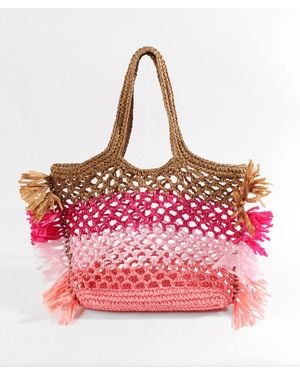 Pia Rossini Paros Raffia Beach Tote Bag - Red