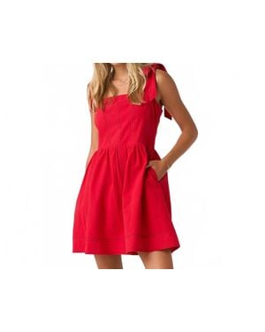 Mittoshop Game Day Contrast Stitch Tie Shoulder Mini Dress - Red