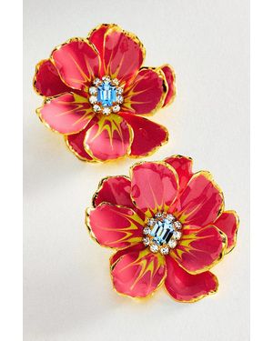 The Pink Reef Handpainted Earrings - Red
