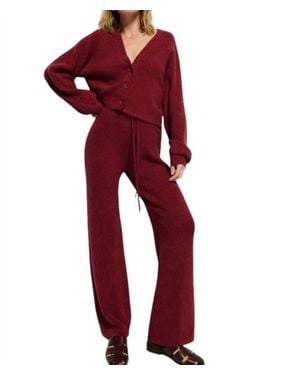 Nation Ltd Rachelle Cozy Ribbed Pants - Red