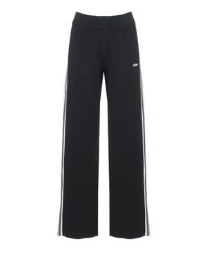Autry Logo Wide-Leg Viscose Pants - Black