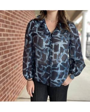 Foil Frills Blouse - Blue