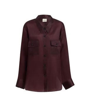 KHAITE Satin-Finish Long Sleeve Shirt With Flap Pockets - Purple