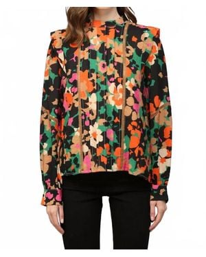 Fate Marigold Tucked Lace Insert Blouse - Black