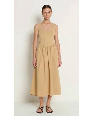 Nation Ltd Fiona Drop Waist Midi Dress - Natural