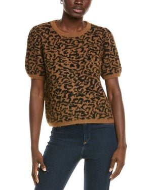 Vince Camuto Wool-Bend Crewneck Sweater - Brown