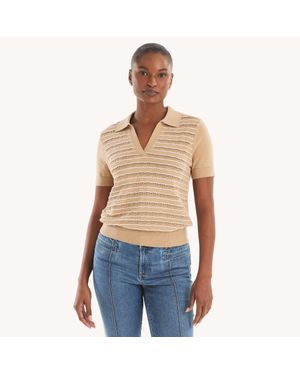 Nautica Wave Stitch Short-Sleeve Sweater - Blue