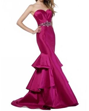 Alyce Paris Sweetheart Flared Layered Skirt Gown - Pink