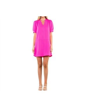 Thml Short Sleeve V-Neck Dress - Pink